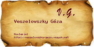 Veszelovszky Géza névjegykártya